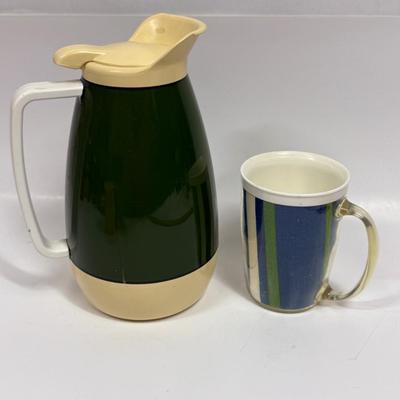 West Bend Termo-Serv Coffee Carafe & cup mug - vintage plastic