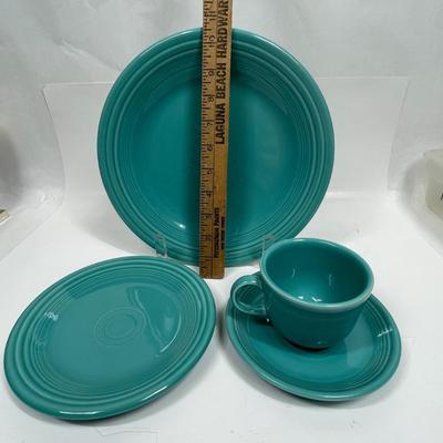 Fiestaware Place Setting Turquoise 4pc Plates Cup & Saucer