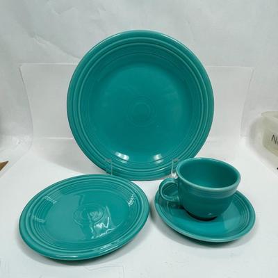 Fiestaware Place Setting Turquoise 4pc Plates Cup & Saucer