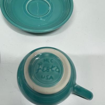 Fiestaware Place Setting Turquoise 4pc Plates Cup & Saucer