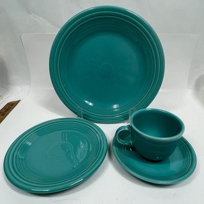 Fiestaware Place Setting Turquoise 4pc Plates Cup & Saucer