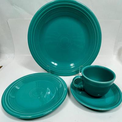 Fiestaware Place Setting Turquoise 4pc Plates Cup & Saucer