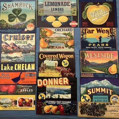 Lot Of Fifteen Fruit Crate Labels