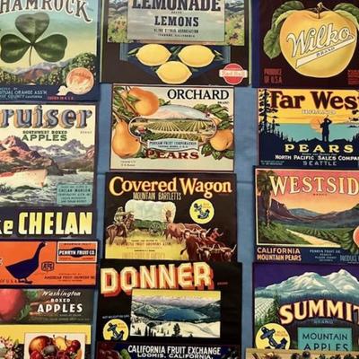 Lot Of Fifteen Fruit Crate Labels