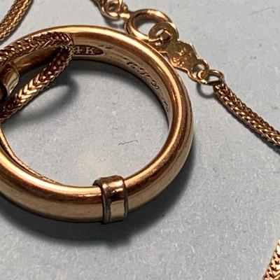 14k Gold Band & 16” Necklace