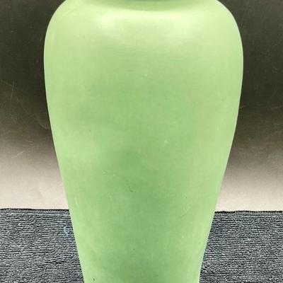 Vintage Wedgewood Style Green Ceramic Vase with Raised Cameo