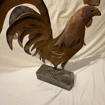 Grace Cathey Metal Chicken Sculpture & Small Wood /Metal Chicken (LR-ES)