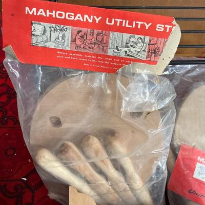 2 Mahogany stool kits & misc wood