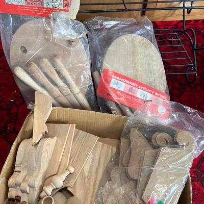 2 Mahogany stool kits & misc wood