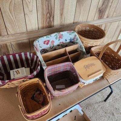 Lot of 7 Longaberger Baskets Planter, Organizer, Recipes, Handle and others