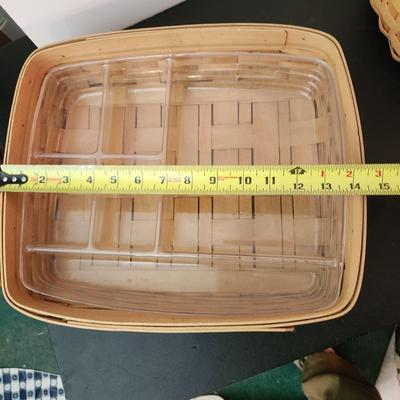 Lot of 5 Longaberger Baskets 3 Tissues , Game Card Holder, Rectangle W Dividers