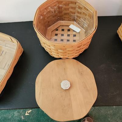 Lot of 5 Longaberger Baskets 3 Tissues , Game Card Holder, Rectangle W Dividers