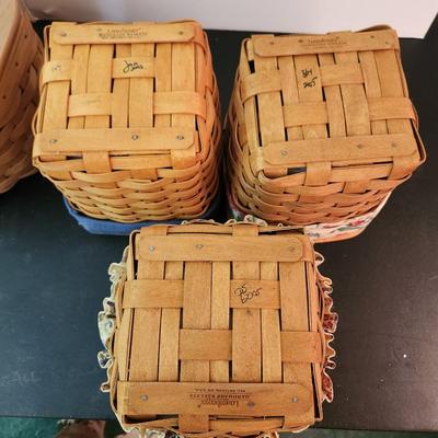 Lot of 5 Longaberger Baskets 3 Tissues , Game Card Holder, Rectangle W Dividers