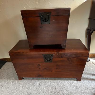 Pair of Solid Wood Chests Trunks