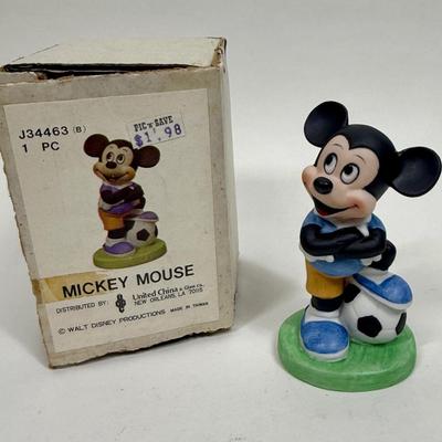 Vintage Disney 4” UCGC Taiwan Mickey Mouse Soccer Player And Ball Porcelain Figurine