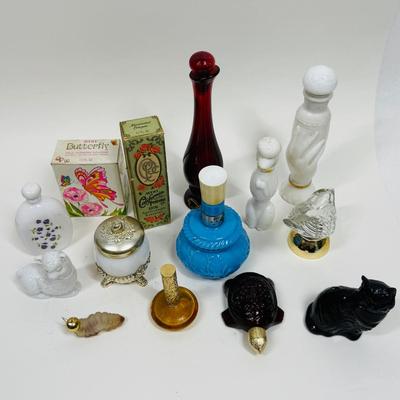 Avon Perfume Bottle Lot - turtle cat catapiller lamb parakeet Poodle and more