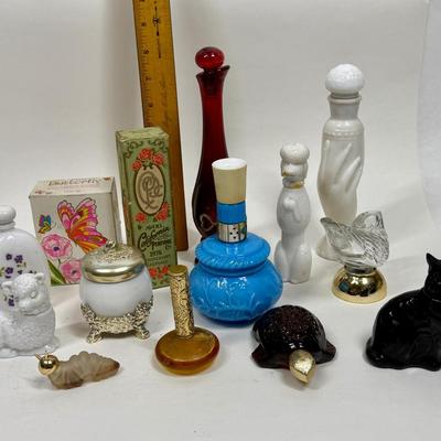 Avon Perfume Bottle Lot - turtle cat catapiller lamb parakeet Poodle and more