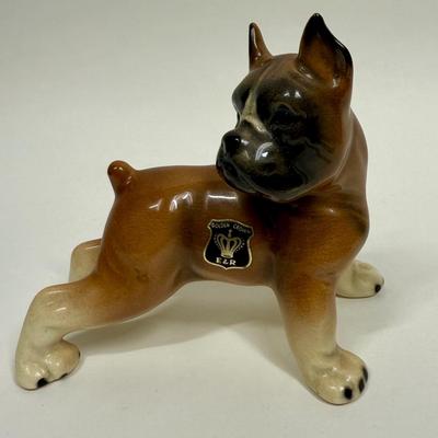 Vintage 1960s Cortendorf West Germany Ceramic Boxer Dog Figurine