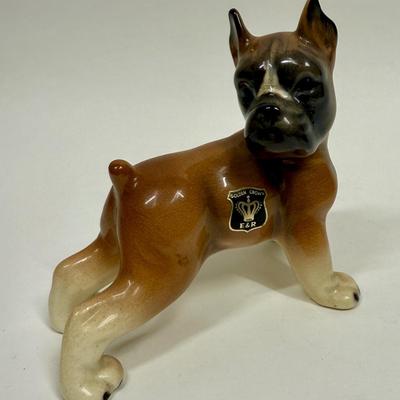 Vintage 1960s Cortendorf West Germany Ceramic Boxer Dog Figurine