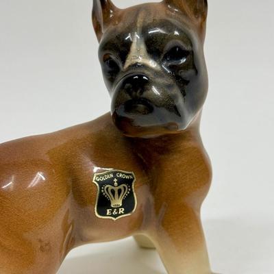 Vintage 1960s Cortendorf West Germany Ceramic Boxer Dog Figurine