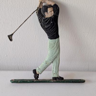 Cast Iron Golfer Swing Club Figure