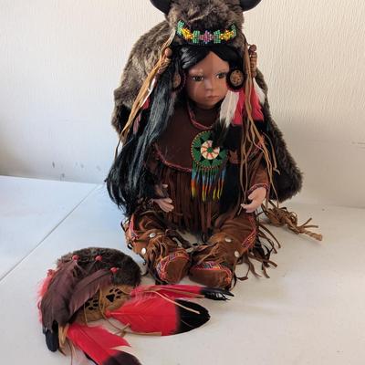 Timeless Collection Native American Indian Porcelain Doll Little Buffalo