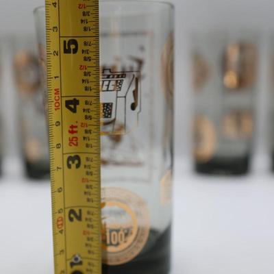 Las Vegas "The Fabulous Strip" Highball Gold Trim Drinking Glasses - Set of Six