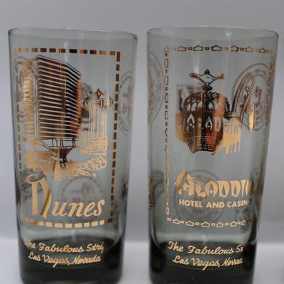 Las Vegas "The Fabulous Strip" Highball Gold Trim Drinking Glasses - Set of Six