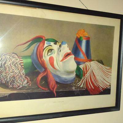 'Comedy' by Audrey Buller Clown Design Print- Framed Under Glass- Approx 17" x 23 3/4"