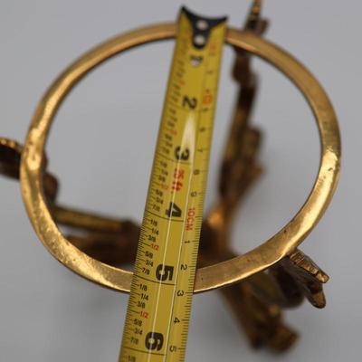 Vintage Brass Footed Crystal Ball Stand