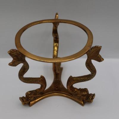 Vintage Brass Footed Crystal Ball Stand