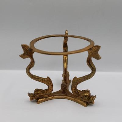 Vintage Brass Footed Crystal Ball Stand
