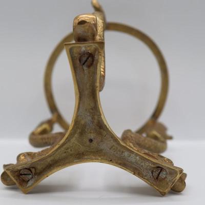 Vintage Brass Footed Crystal Ball Stand