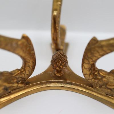 Vintage Brass Footed Crystal Ball Stand