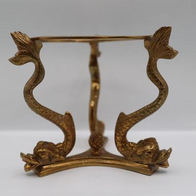 Vintage Brass Footed Crystal Ball Stand