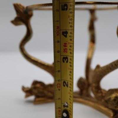 Vintage Brass Footed Crystal Ball Stand