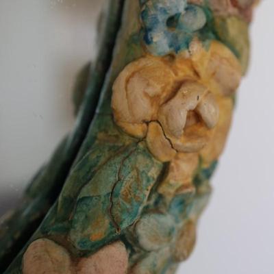 Vintage Floral Chalkware Mirror (See Details)
