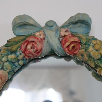 Vintage Floral Chalkware Mirror (See Details)