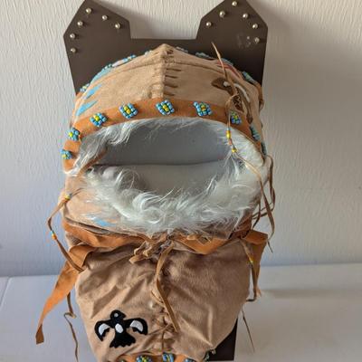 Native American Indian Beaded Small Doll & Papoose Carrier