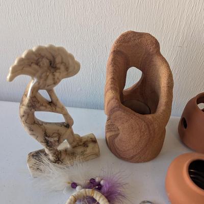 Kokepelli Flute Dancer Dream Catchers & Pottery Candle Holders