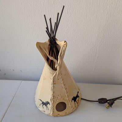 Vintage Lighted Indian Leather Teepee Hut