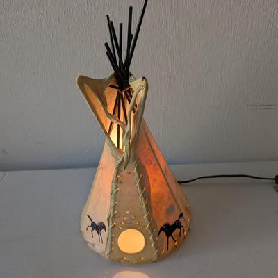 Vintage Lighted Indian Leather Teepee Hut
