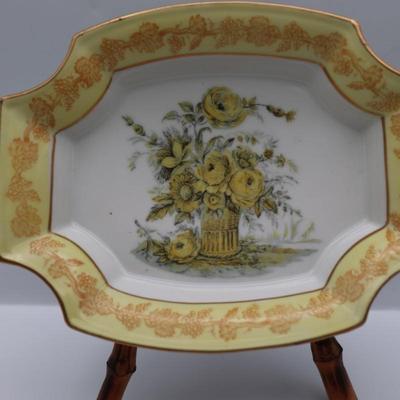 ISCO Hand Painted Porcelain Dish with Stand