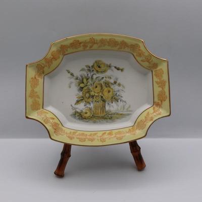ISCO Hand Painted Porcelain Dish with Stand