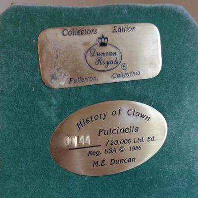 "Pulcinella" History of Clown by Duncan Royale Vintage Figurine (1986)- Limited Edition and Numbered with Box