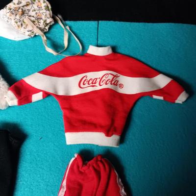 BARBIE DOLL CLOTHES INCLUDING NURSE'S DRESS & CAPE, COCA-COLA SWEATS AND MORE