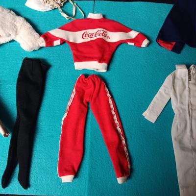 BARBIE DOLL CLOTHES INCLUDING NURSE'S DRESS & CAPE, COCA-COLA SWEATS AND MORE