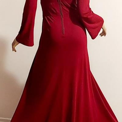 Vtg Iconic Mr. Boots 60s High Low Wine Maxi dress
