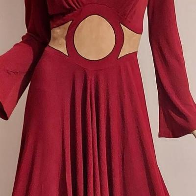 Vtg Iconic Mr. Boots 60s High Low Wine Maxi dress