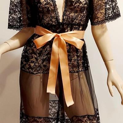 Vtg 60s Layering Robe/Dress Maxi lace with Sash